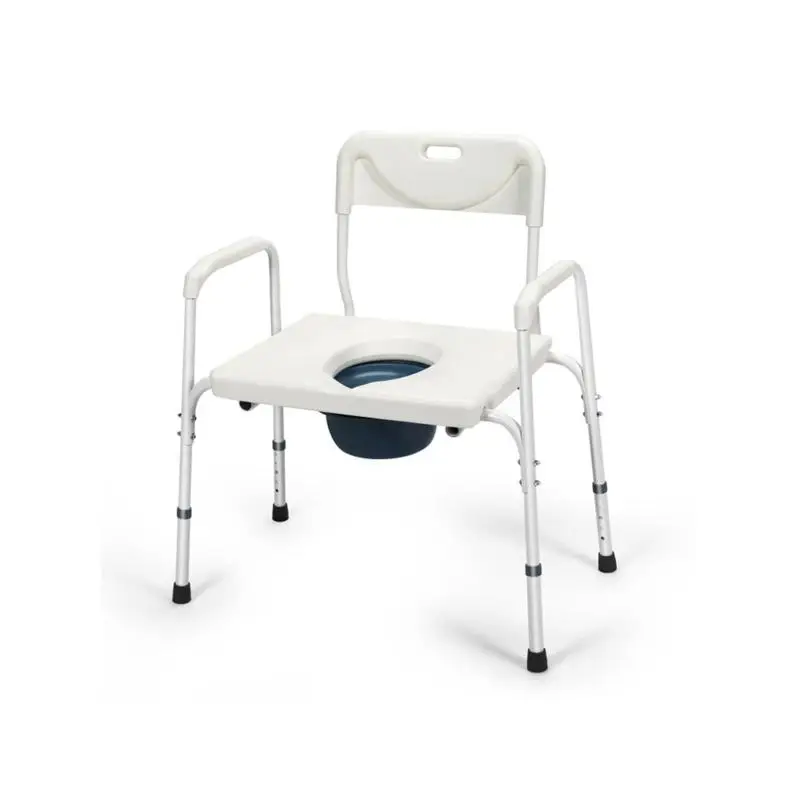 

3-in-1 Heavy-Duty Commode Chair with Removable Bucket, Sturdy Iron Frame, Adjustable Height for Elderly and Disabled Users,