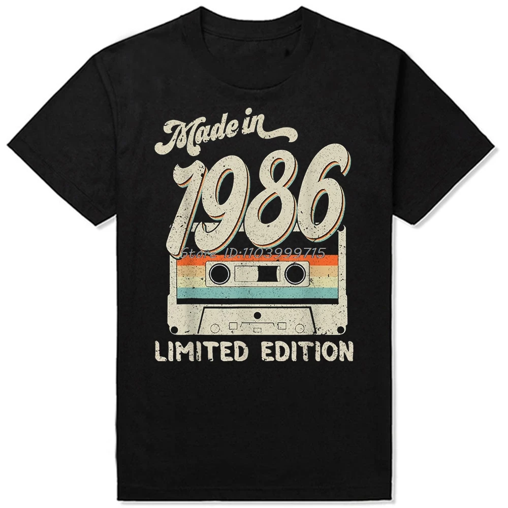 Funny Made In 1986 Limited Edition Cassette Vintage 38th Birthday T-Shirt Summer Cotton T Shirt Men Clothing Tees Casual Tshirt