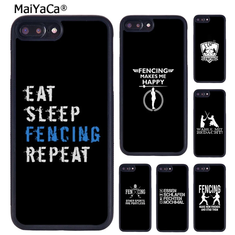 Eat Sleep Fencing heartbeat Phone Case For iPhone 16 15 14 plus 11 12 13 Pro  XR XS Max coque Cover Shell