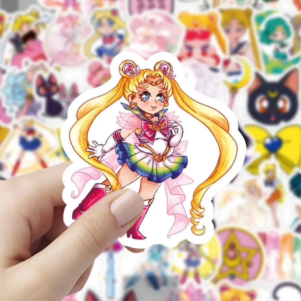 60PCS Cartoon Cute Sailor Moon Notebook Mobile Phone Case Computer Water Cup Refrigerator Guitar Suitcase Sticker Wholesale