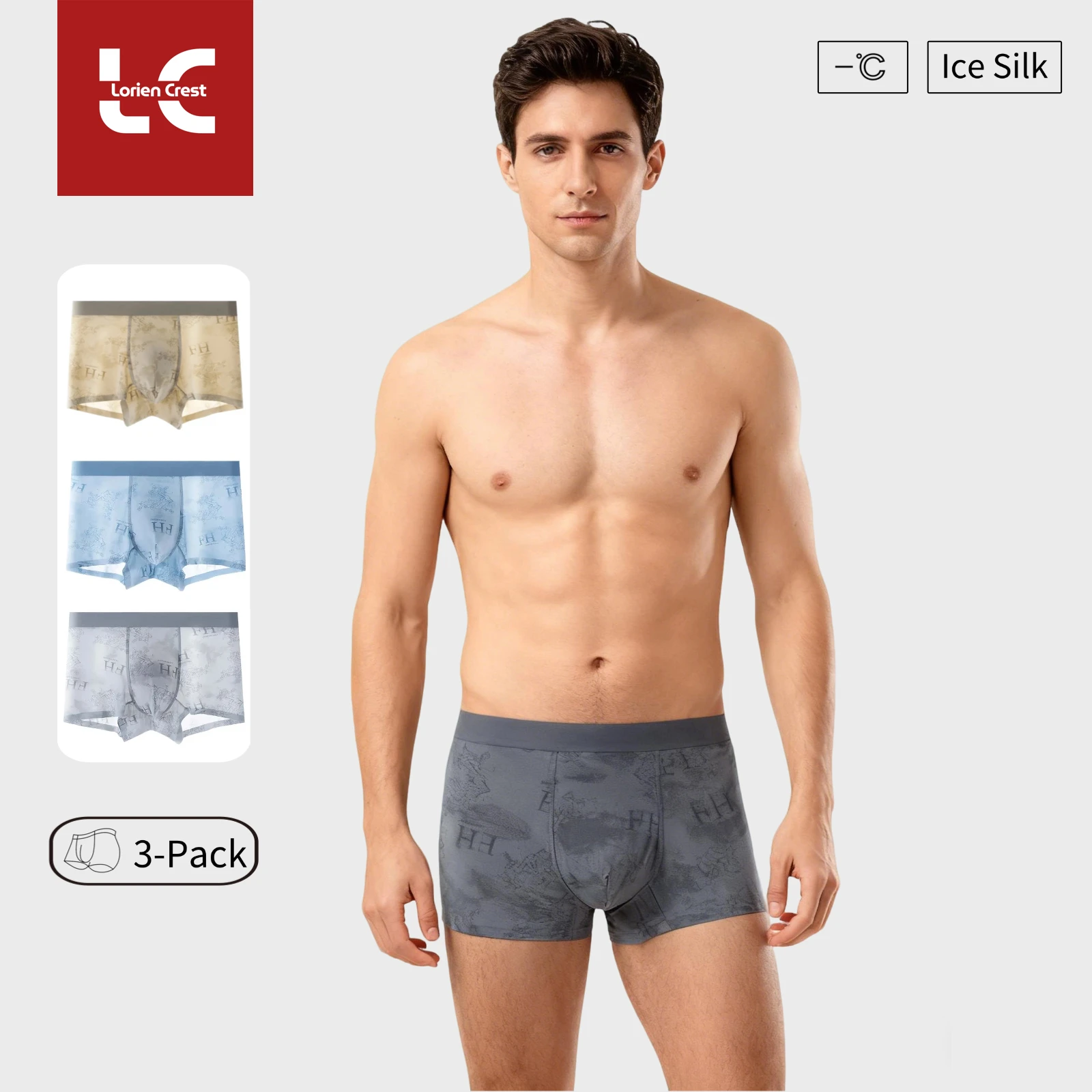

3 шт., мужское нижнее белье из ледяного шелка, летние бесшовные быстросохнущие дышащие удобные боксеры, мужские шорты большого размера