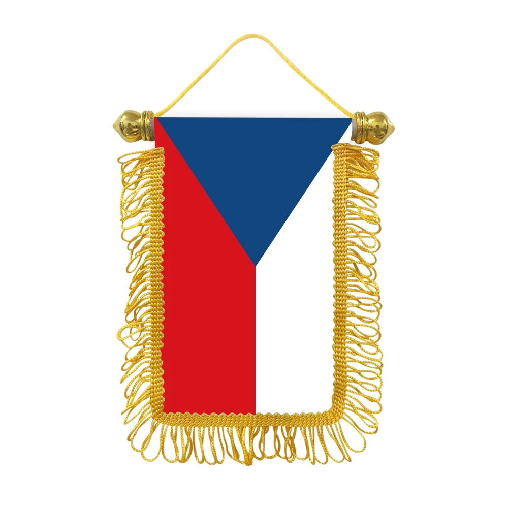 Czech Republic small hanging flag 10x15cm triangular flag car decoration hanging flag double-sided pattern with suction cup