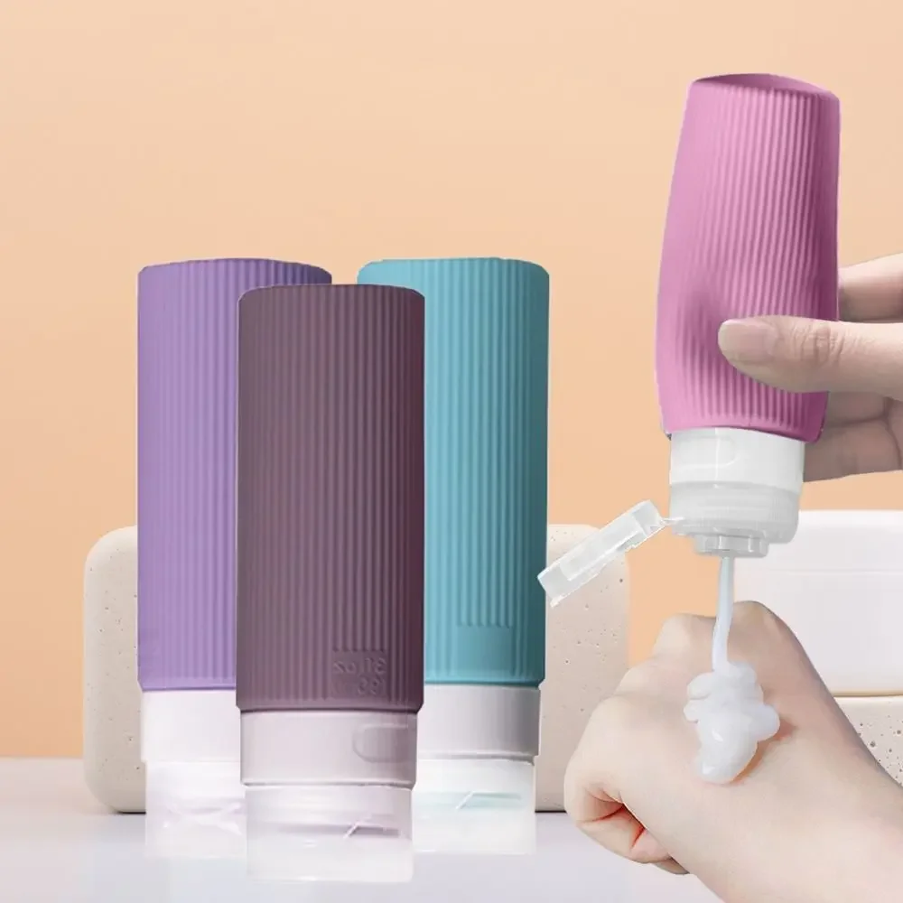 Nuevo Botellas rellenables de silicona de 90ML, contenedor de loción vacío para exprimir, subembotellado de champú de gran capacidad,