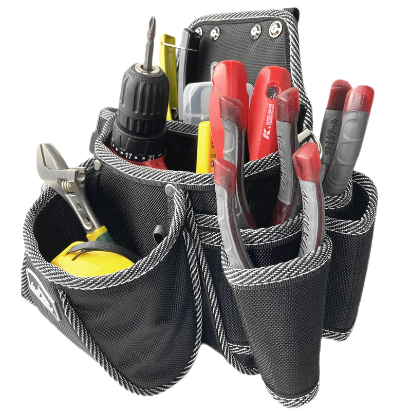 Tool Storage Bag Fit Electric Drill Pliers Wrench Tape Measure Screwdriver Hammer Tool Waist Bag Belt