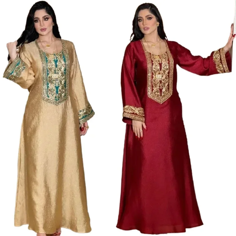 

Eid Muslim Women Abayas Party Maxi Dress Sequins Vestidos Ramadan Morocco Dresses Jalabiya Dubai Kaftan Islam Arab Long Robe