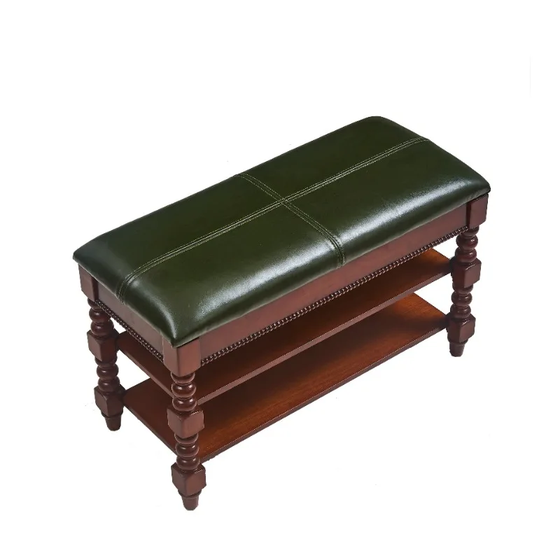 

Americana Solid Wood Entryway Bench-Hidden Shoe Storage Seat with 3-Tier Shelf, Heavy-Duty Mudroom Furniture & Hallway Organizer