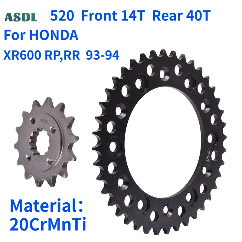 

For HONDA XR600 RP RR Australia 1993-1994 520 Chain 14T 40T Teeth Motorcycle Front Rear Sprockets Gear Wheel 20CrMnTi