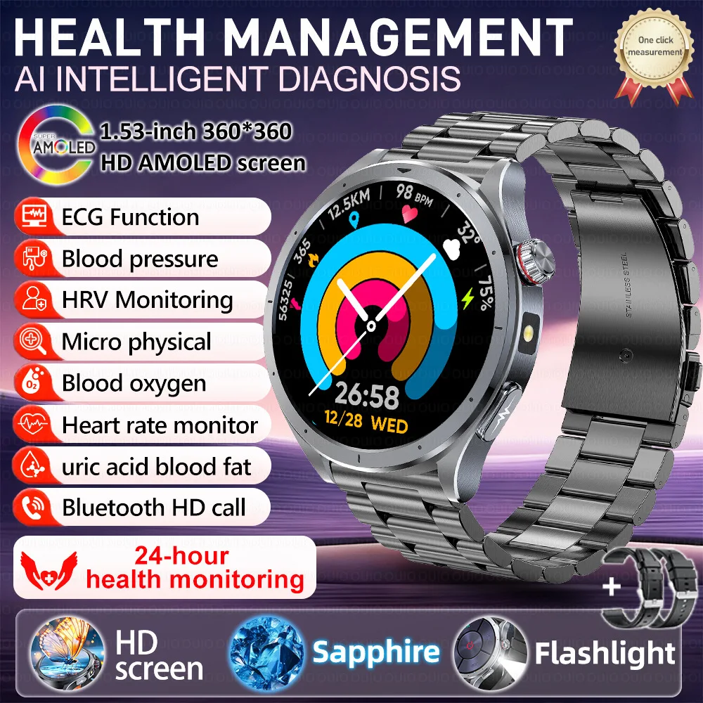 

ET472 AI Smartwatch Men With LED Flashlight 1.53 Inch TFT Color Screen BT Calls AI-Custom Watch Face AI-GPT Intelligent Q&A