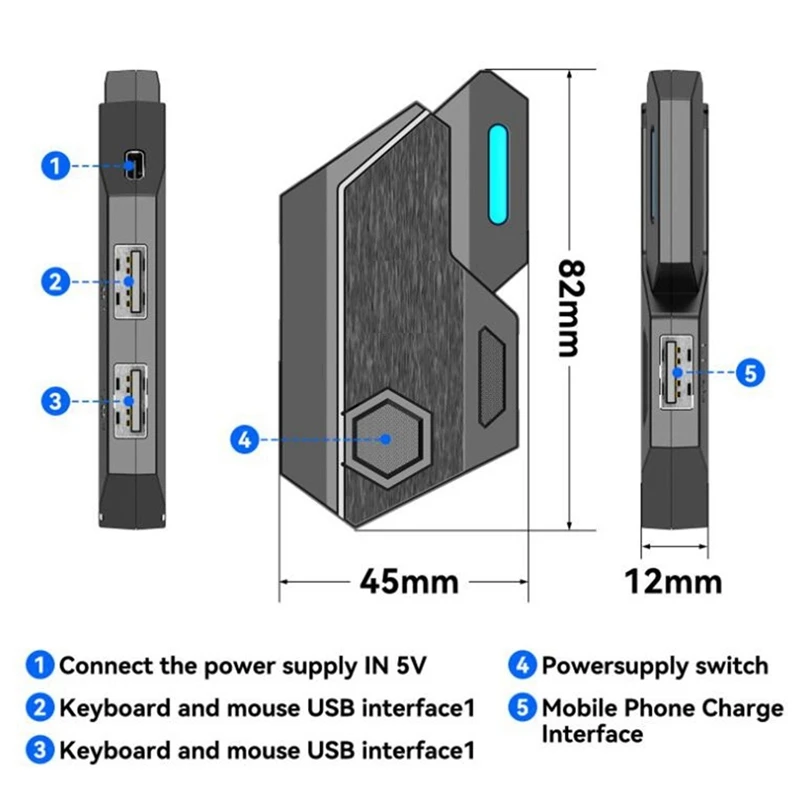 Gamepad mobilny dla kontrolera PUBG klawiatura do gier konwerter myszy Bluetooth dla IOS Android Adapter do gier