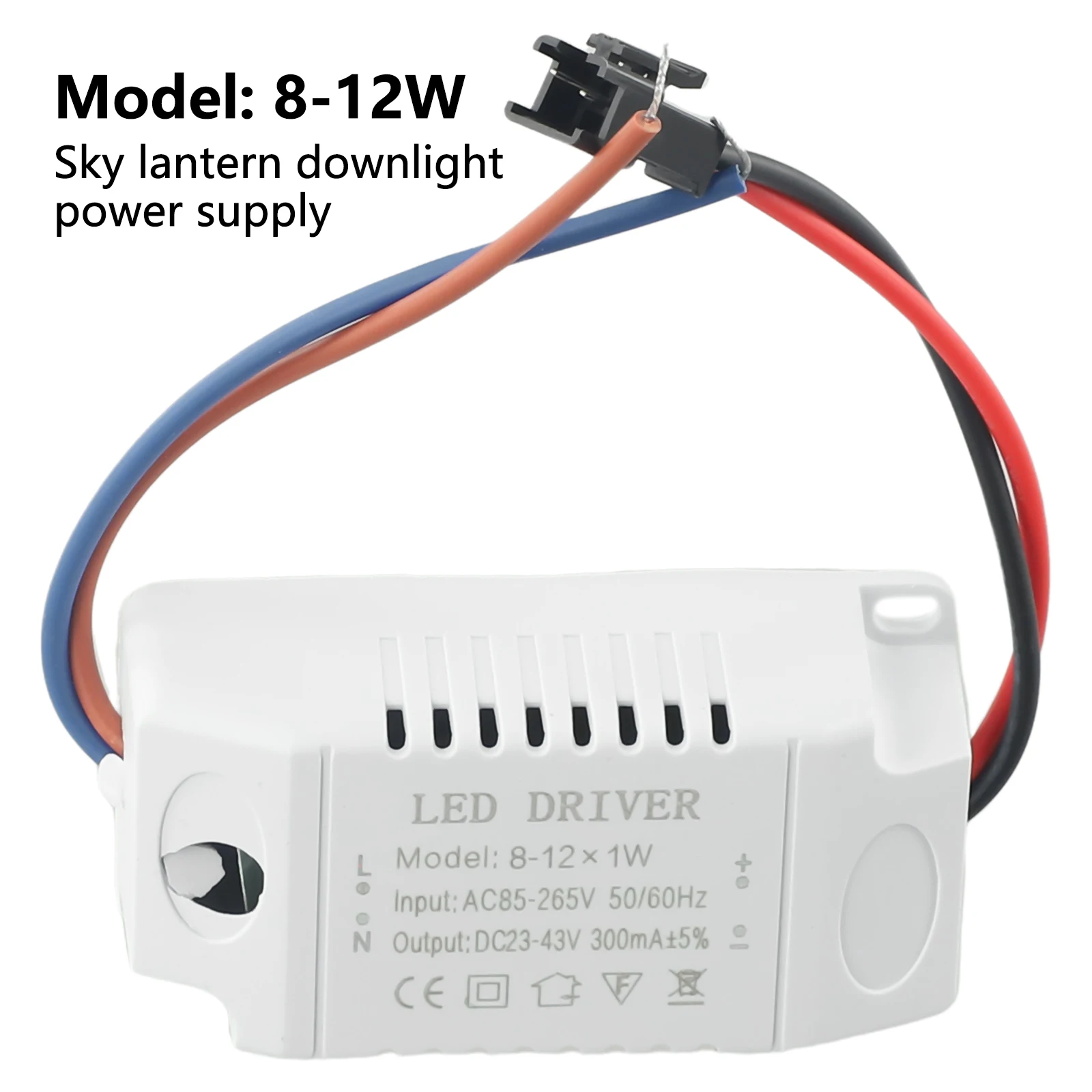 Isolated Power LED Driver Ceiling Light Downlight Lighting Power Transformer 300mA±5% 8-12W AC 85-265V C 24-46V