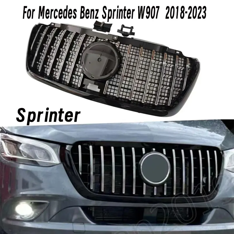 Front Inlet Grille Bumper Grill for Mercedes Benz Sprinter W907 modified GT model with mesh belt 2018 2019 2020 2021 2022  2023