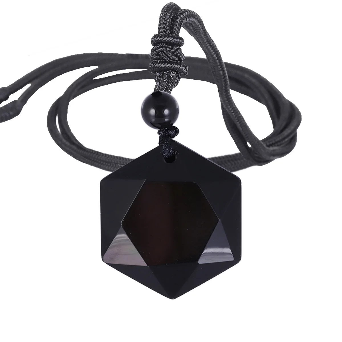 Obsidian Hexagram Charm Rope Chain Necklace for Women Nature Energy Stone Star of David Pendants Lucky Love Crystal Men Jewelry