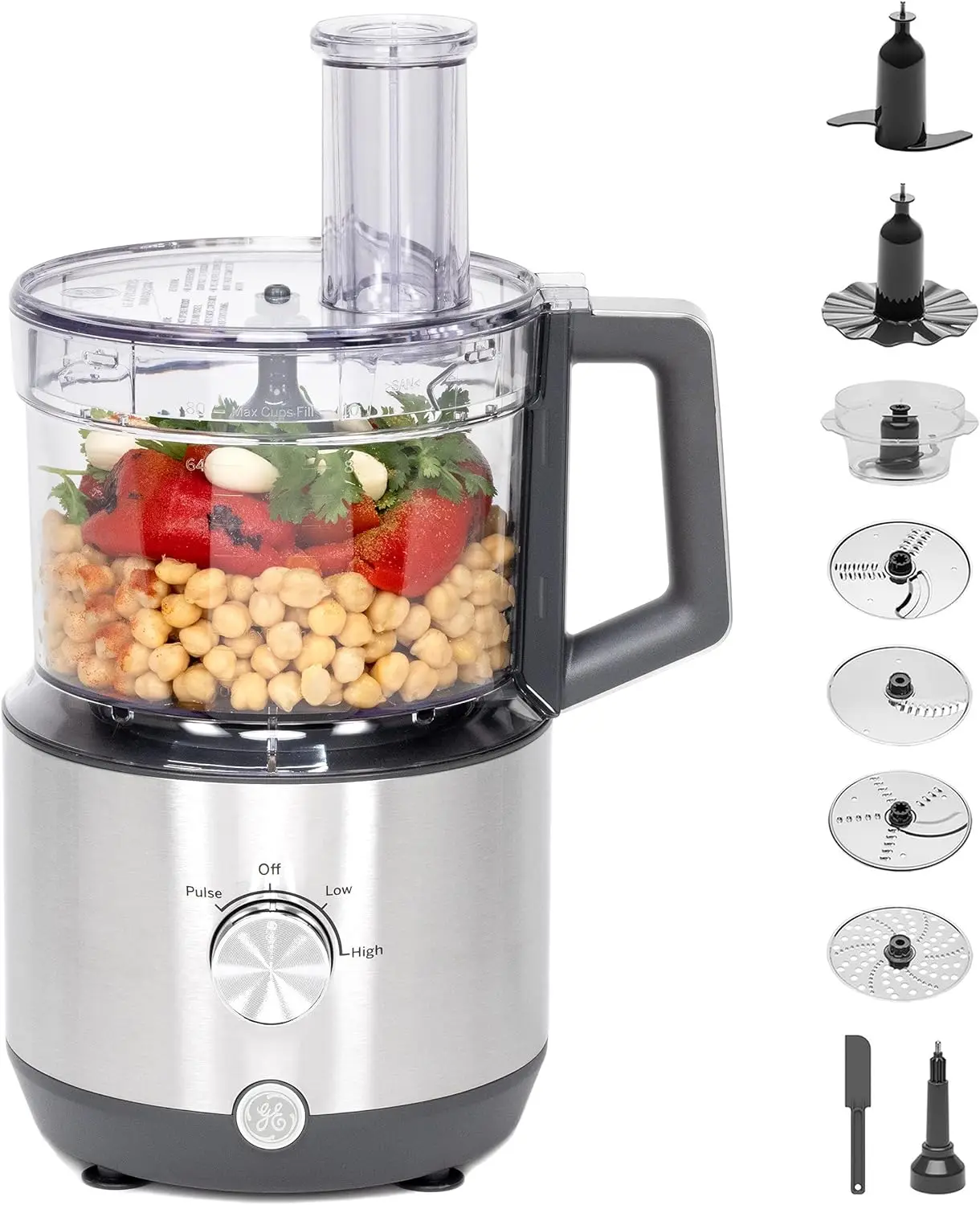 

Food Processor |12 Cup | Complete with 3 Feeding Tubes & Stainless Steel Accessories-3 Discs + Dough Blade | 3 Speed | for Sh