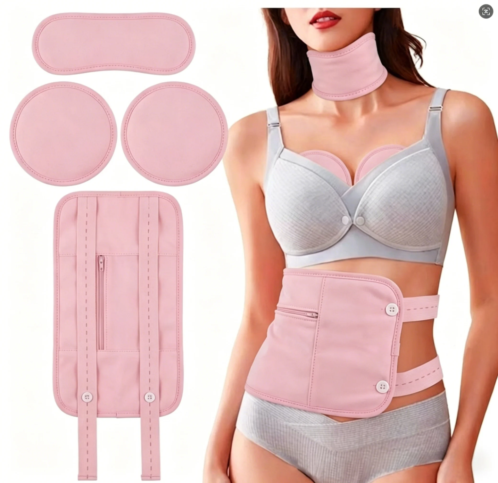 Castor Oil Pack Wrap Kit, Reusable Organic Cotton, Adjustable Strap with Pocket, Detox & Discomfort Relief for Waist, Neck & Che