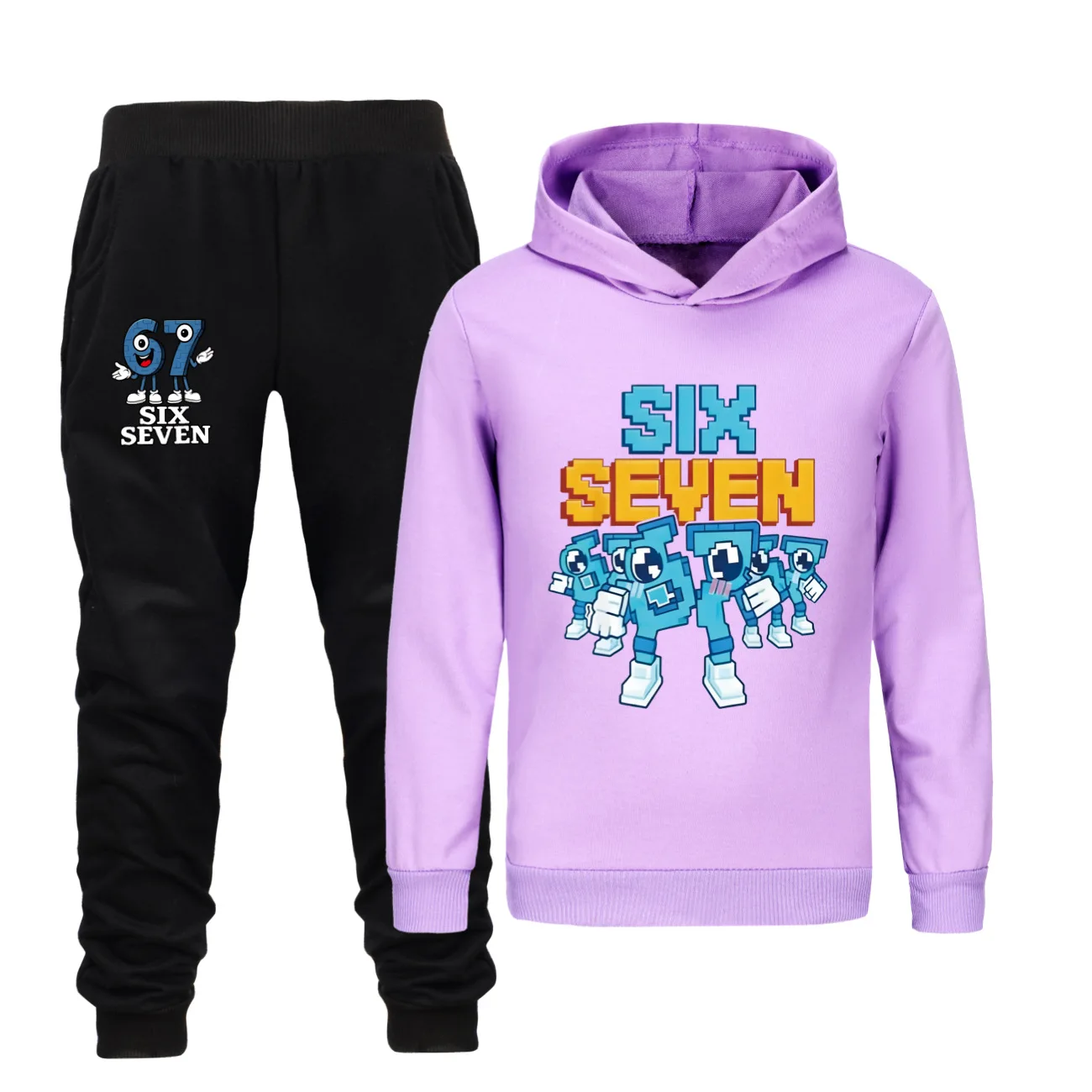 

STEAL A BRAINROT Blue No. 67 Child Popular Simple Long Sleeve Casual Wear Everyday Style Energetic Spring Fall Sweatshirt Set