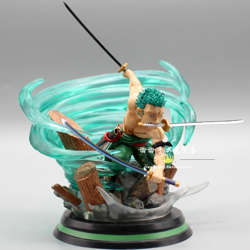 One Piece Anime W17 Tornado Roronoa Zoro Battle Scene Santoryu Gk Q Version Pvc Action Figure Collectible Model Toys For Kids