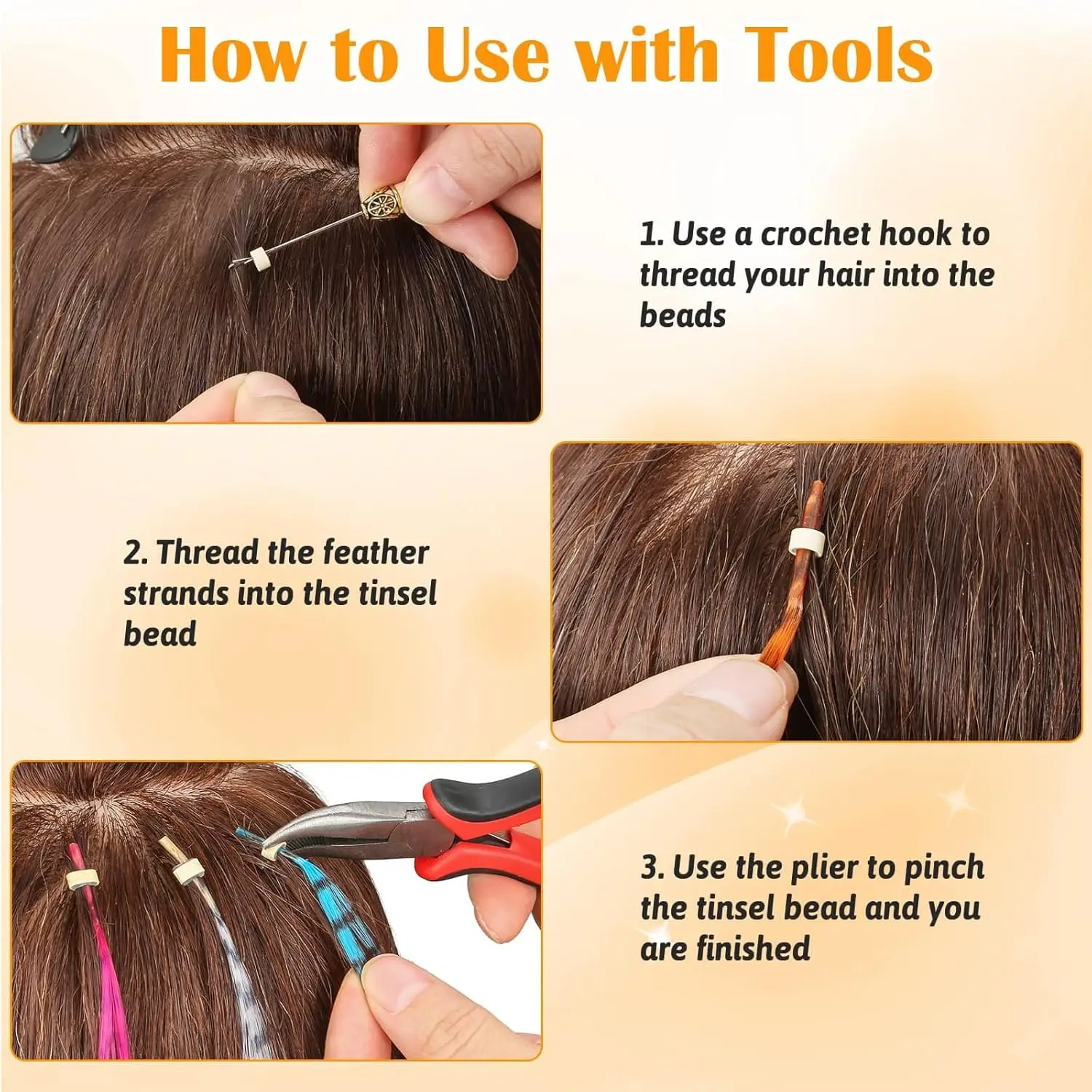 50Roots 16 Calowe Doczepiane Włosy I-Tip z Kolorowymi Piórami, Proste Syntetyczne Włókno, Na Karnawał, Festiwal Muzyczny, Imprezę Świąteczną