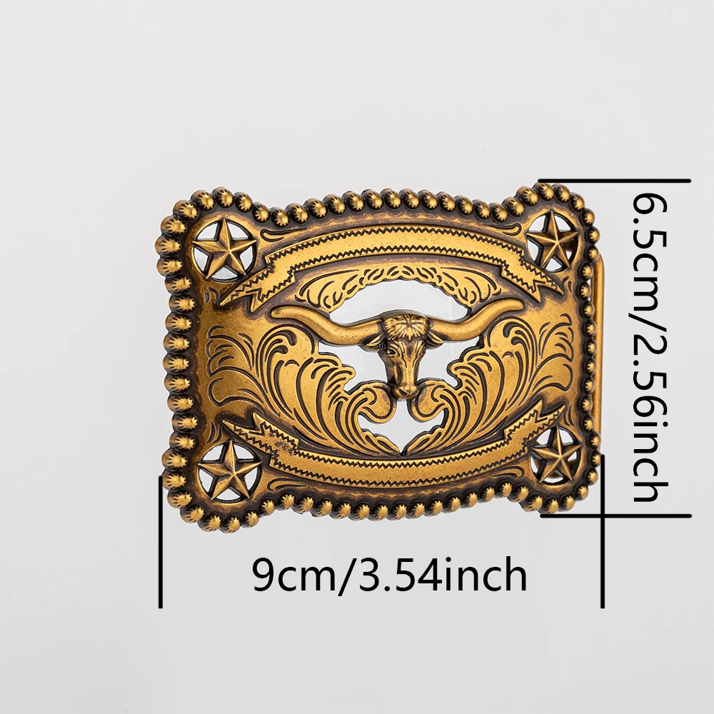 حلقة رباعية الزوايا برأس الثور الخمس نجوم بإبزيم مجوف، مشبك حزام مبتكر للرجال على الموضة الغربية القديمة، علبة على طراز الفايكنج