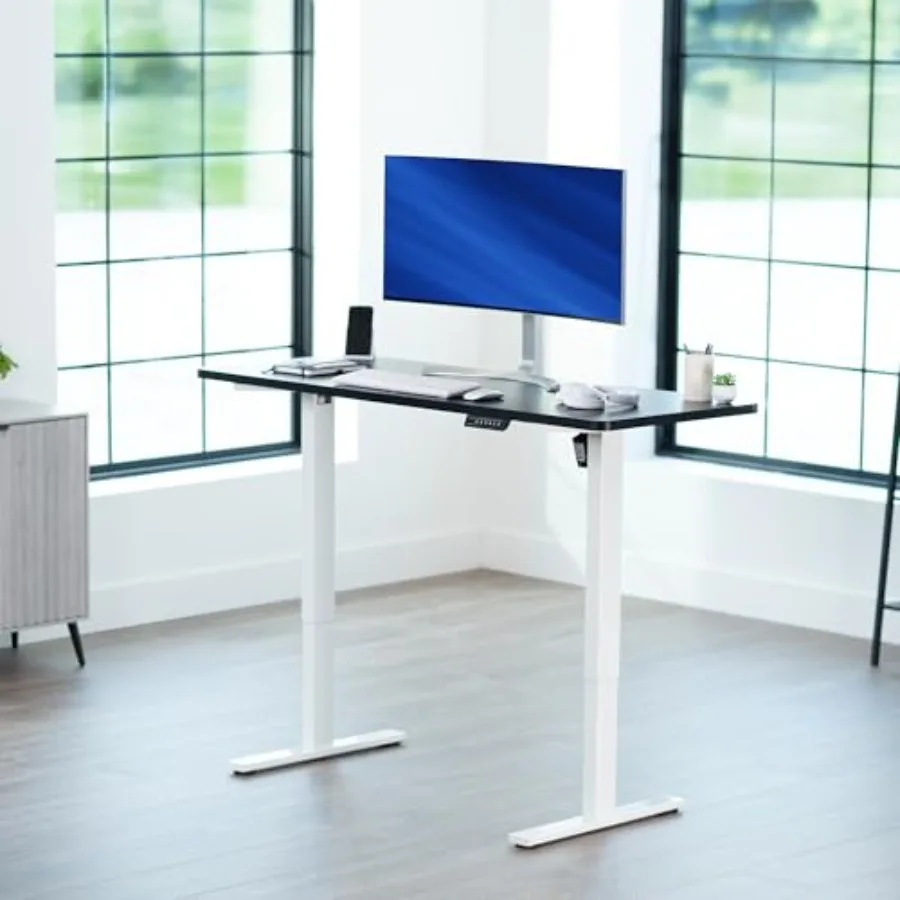 Black Standing Desk for Home Office, Steel Frame with Matte Black Finish, Height-Adjustable Ergonomic Design