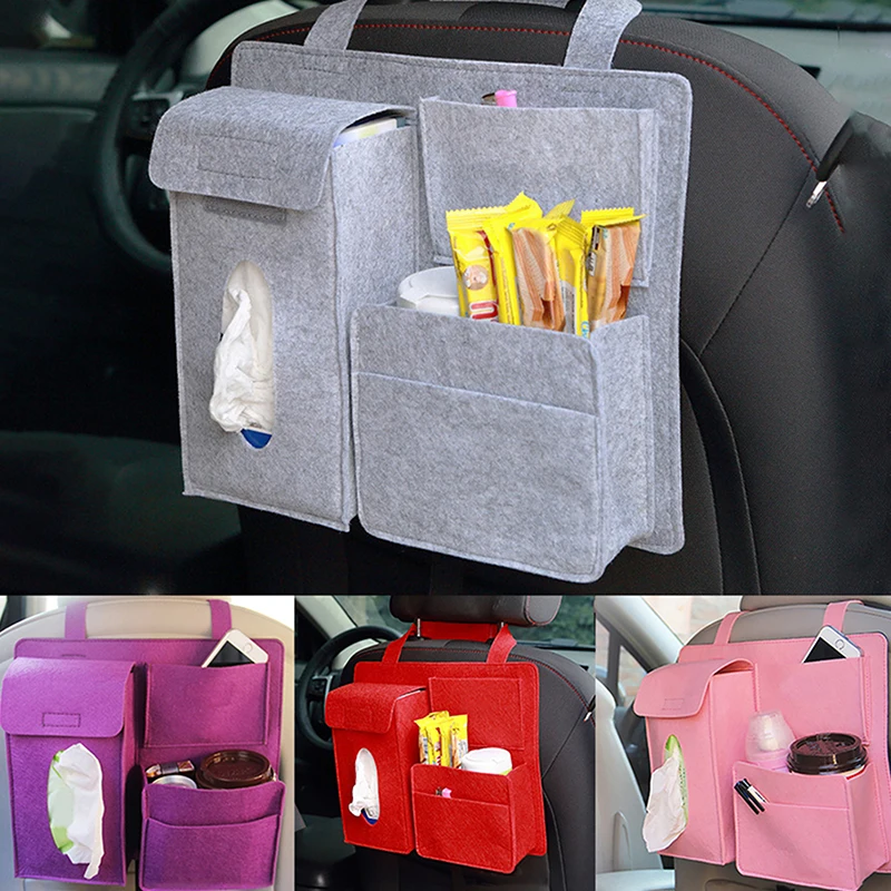 1PC Felt Car Seat Storage Bag Convenient Organizer For Interior Supplies Goods Automatic Storage Pocket Car Back Seat Organizer