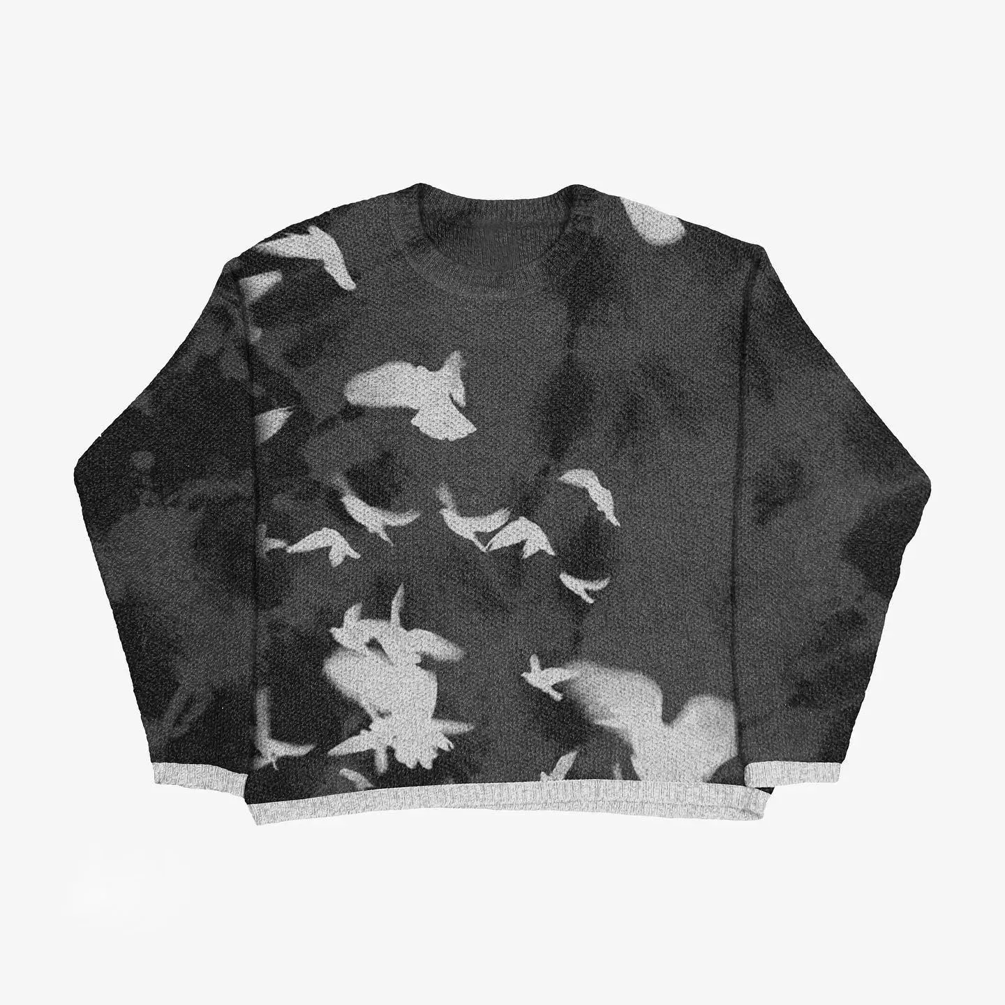 Hip-hop knitted sweaters for men and women 2023 peace dove pattern printed loose top casual street pullover Y2K STITCH traf