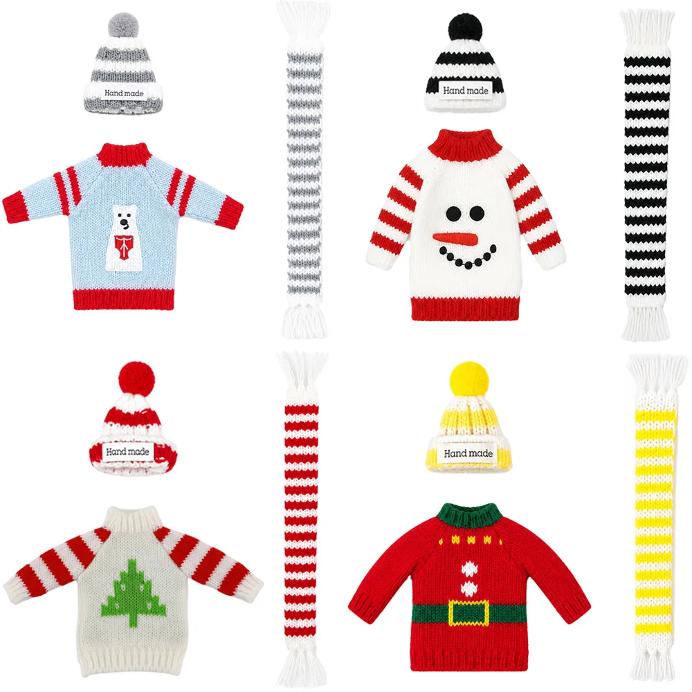 Christmas Doll Sweater Knitted Hat Scarfs For Elf Doll For Babi 11.8Inch(30cm) Doll Clothes Accessories Christmas Gift Girl Toys