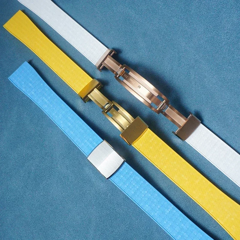 CTS Fluororubber Watch Strap 20mm 22mm For Patek Philippe Seiko Quick Release Spring Buckle Watch Bands FKM Strap For Cut To Siz