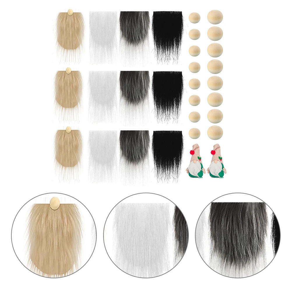 1 Set Pre-Cut Faux Gnome Beard Diy Craft Costume Wood Beads Accessories Gnomes Making Unfinished Dwarf Beard Prop Artificial