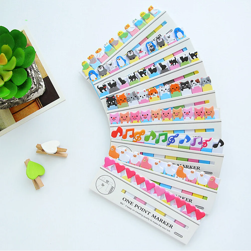 Cartoon Paper Sticky Notes, Marcador, Blocos, Memo Post adesivos, 2 Set