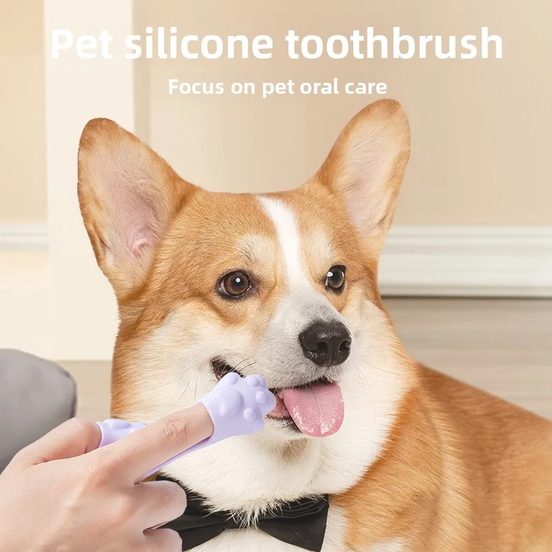 

Hot Sale Pet Silicone Toothbrush, Food Grade Finger Brush, Oral Cleaning Tool for Dogs & Cats