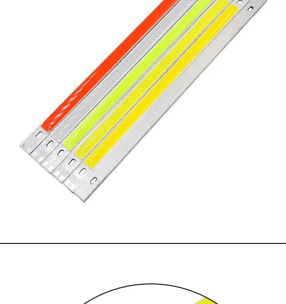5pcs 200x10mm DC 12V COB LED Bar Light Strip 20cm 10W Blue Green Red Warm Cool White Color 200mm 12V COB Bulb LED Chip for DIY