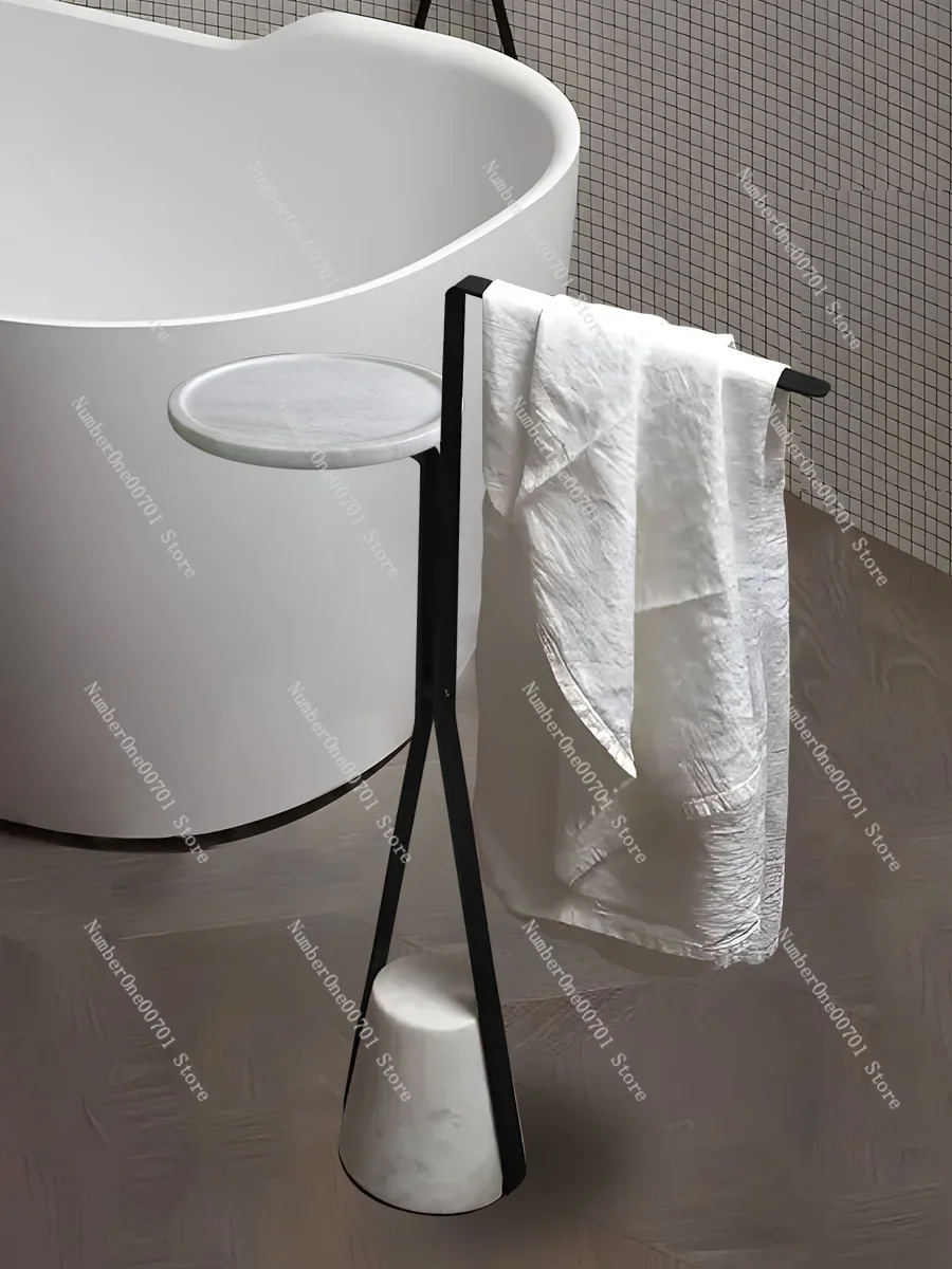 Marble bathtub rack, bathroom side toilet, toilet towel, no punching, minimalist floor towel rack