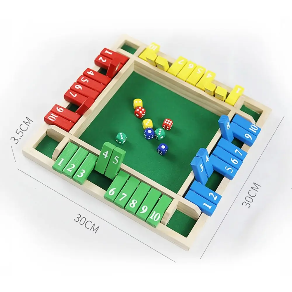 

4 Players Dice Board Game Pub Bar Party Supplies Wooden Shut The Box Parent-children Interaction & Adults Flaps & Dices Game