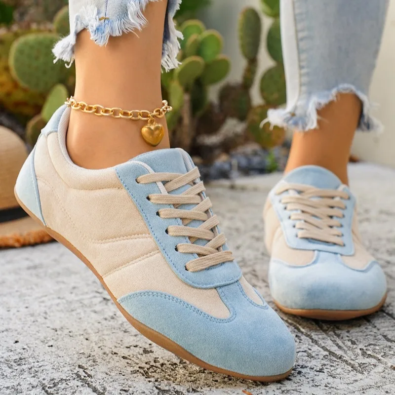Women Natural Suede Leather Lace-up 2026 New Sneakers Round Toe Soft Comfort Casual Female Outdoor Drive/walk Shoes for Woman