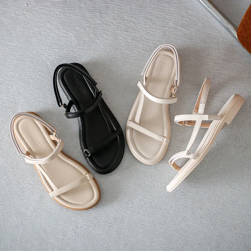 2023 Summer Comfort Shoes for Women Clogs With Heel Beige Heeled Sandals Soft Thick Black Fashion Gladiator Low New Girls Clear