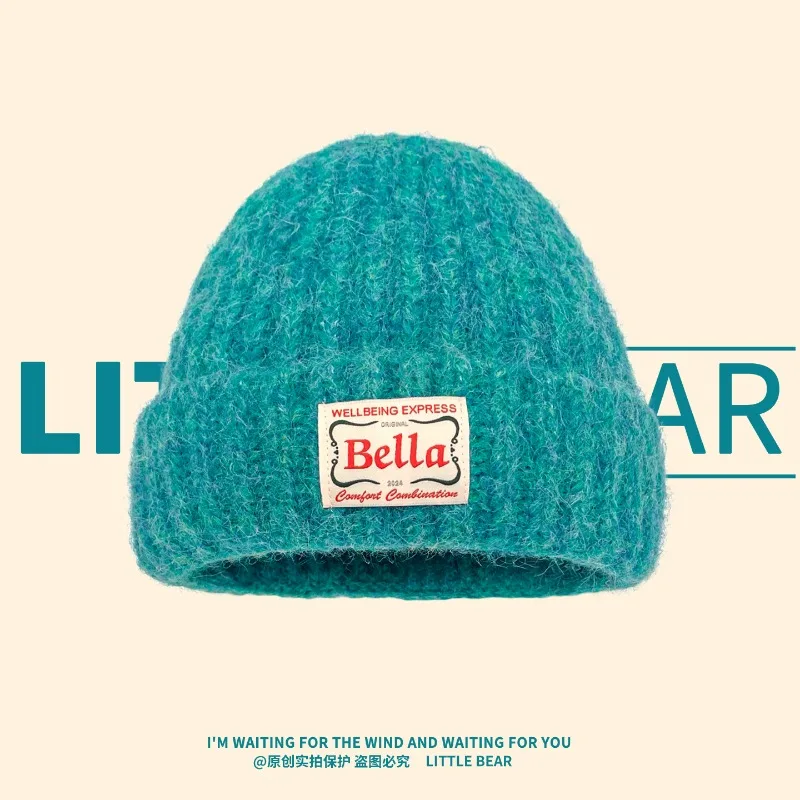 

Korean Version Ins Sticker Design Knitted Hat Autumn and Winter Men's and Women's Outdoor Warm Ear Protection Skull Beanie Caps
