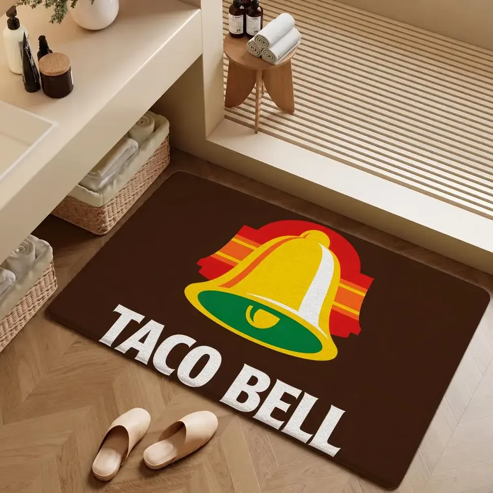 Brand Taco Bell Baja Blast Crunchwrap Floor Mat Soft Flannel Entrance Doormat Non-Slip Washable Rug For Bedroom Home Decor