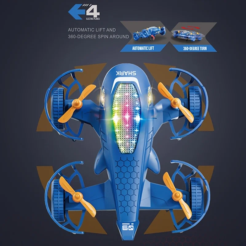 

Небьющийся электрический самолет в виде акулы | 360 ° Spin & Auto Lift — игрушка-фонарик для детей