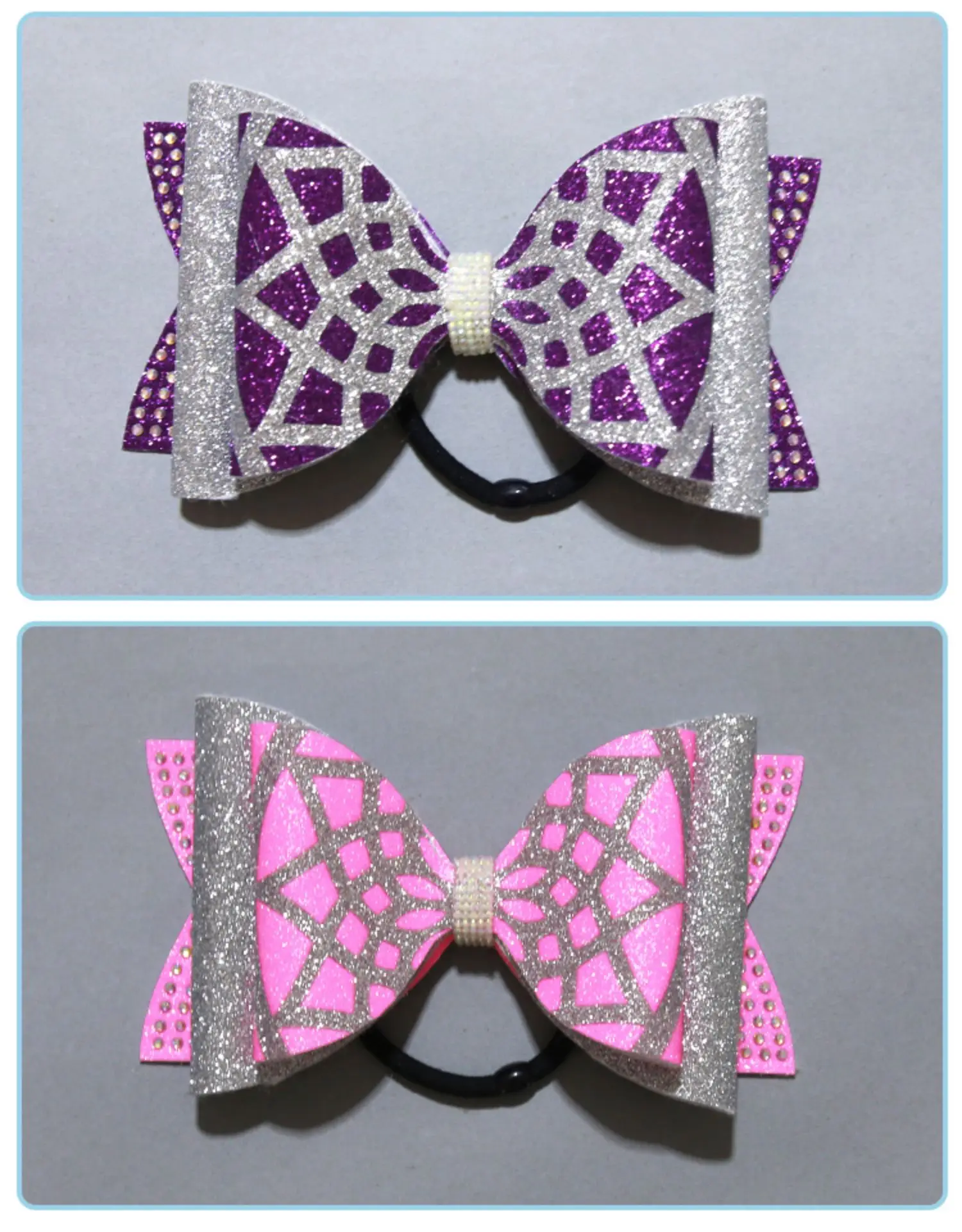 

Girls' Glitter Gradient Bow, Cheerleader Hairbow, Custom Made Print Logo Letters, 6Pcs