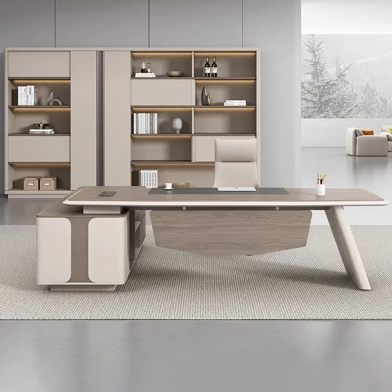 Modular Office Furniture Ergonomic CEO Manager Executive Office Desk Luxury Boss Table With Storage & Cable Management