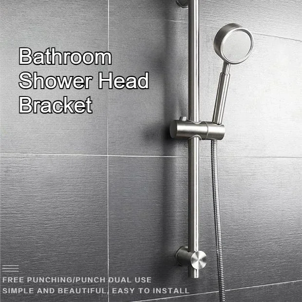 Stainless Steel Shower Head Bracket Household Bathroom Non-drilled Shower Head Base Adjustable Fixed Rod Shower Lifting Rod