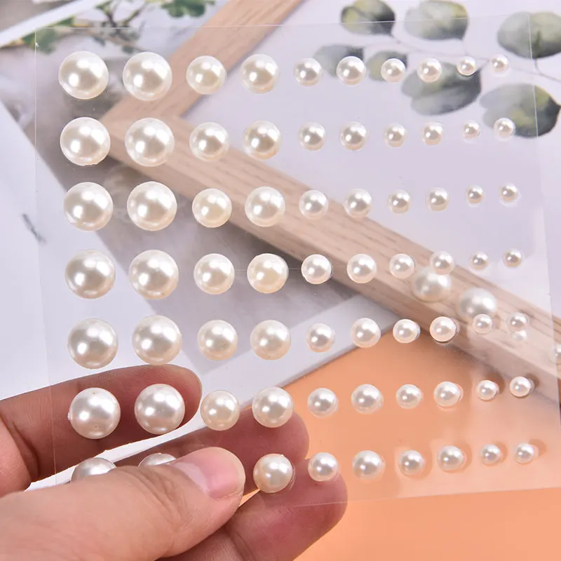 1 Sheet /70 PCS Plastic Semi-circular Pearl Decoration Stickers For DIY Phone Case Crafts Art