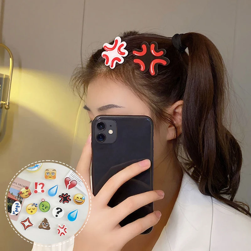 Funny Emojied Hairpin Fashion Angry Water Drop Hair Clips Funny Emoticons Hairpin for Girls Headdress Barrettes Accessories