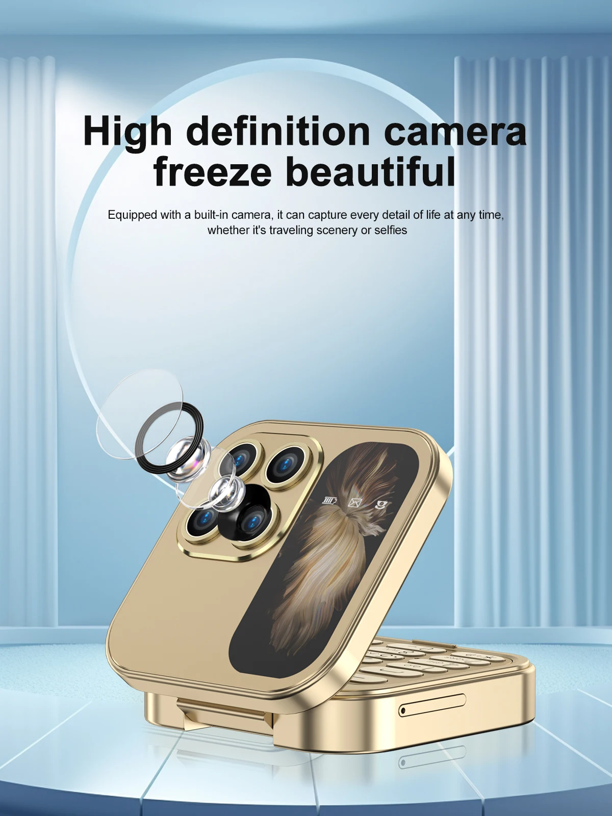 SERVO Mini Pocket Foldable Mobile Phone 1.77" Screen Magic Voice FM Radio Speed Dial Dual SIM Bluetooth Feature Cellphone Torch