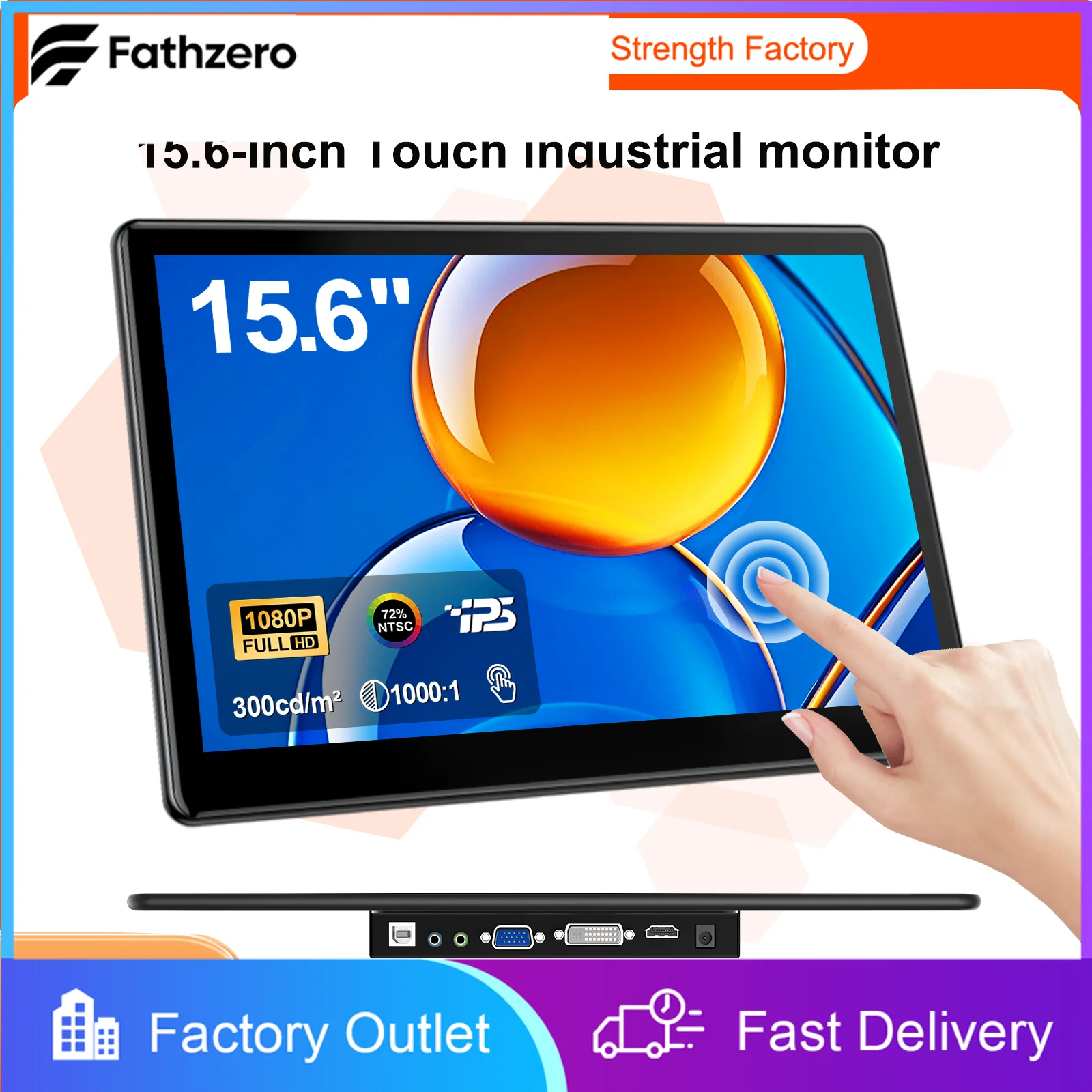 

15.6" Touch Screen Display 1920x1080P HDMI VGA DVI Multi-Port Suitable For Multiple Devices IPS Panel Portable Extended Display