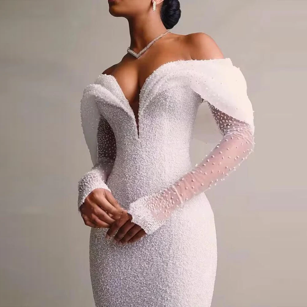 Luxury Crystals Sequined Wedding Dress V Neck Beaded Bridal Gowns With Detachable Train Customized Bride Travel Marriage Attire