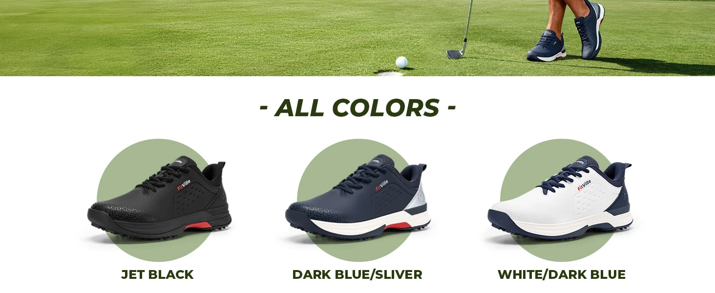 FitVille Extra Breite Herren-Golfschuhe Wasserabweisende Golf-Sneaker Lässige Rutschfeste Golfer-Trainingsschuhe mit Gewölbeunterstützung – Detail 4