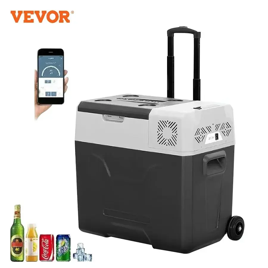 VEVOR Mini-Autokühlschrank, 40 l, tragbarer kleiner Kompressor-Kühlschrank mit Rad und Zugstange für Camping, Picknick, Bootfahren, Wohnwagen