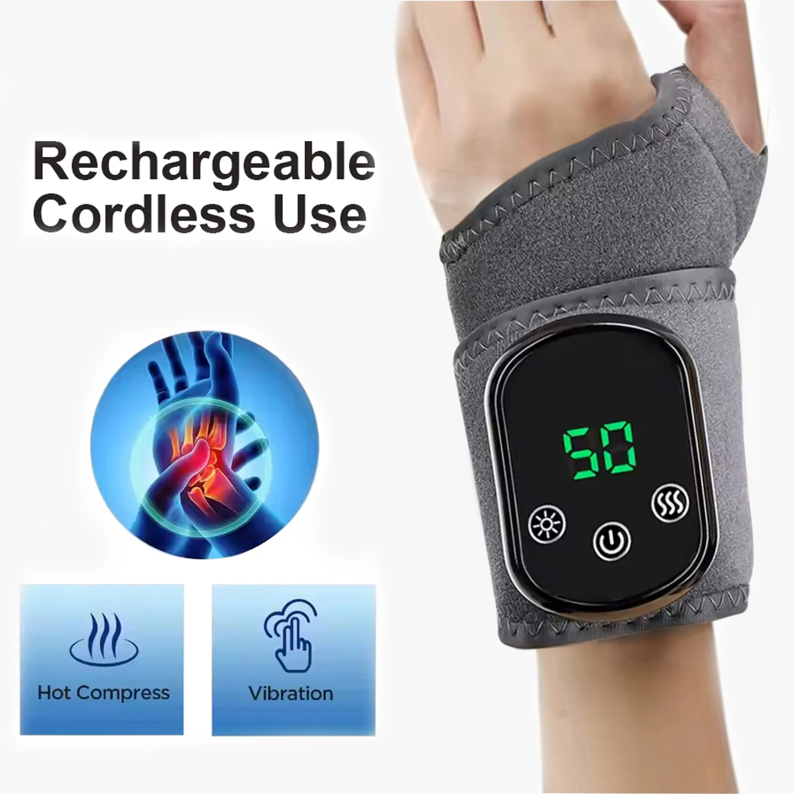 

NEW Electric Wrist Massager 5 Levels Compress Wrist Pad Wrap For Hand 3 Levels Vibration Massage Wrist Guard Band Carpal Tunnel