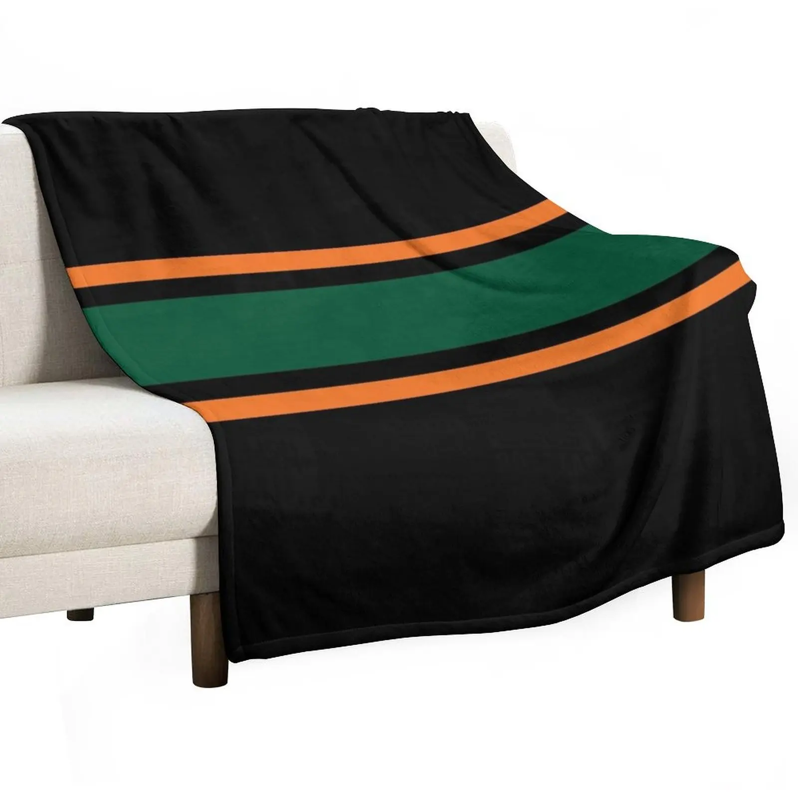 

Black, Orange, & Green Power Stripe Throw Blanket Blankets For Baby Travel Blankets